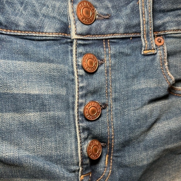 American Eagle Super Stretch Hi-Rise Shortie Shorts- Medium Blue Wash/Size 8 - Picture 2 of 6